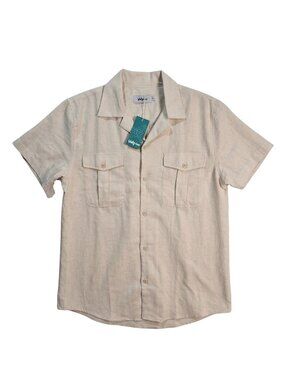NWT | VATPAVE Men's Cotton-Linen Blend Short Sleeve Utility Shirt Small